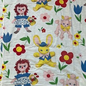 Vintage Raggedy Ann Fabric‎ Bunny Poodle Floral Print Cotton Material